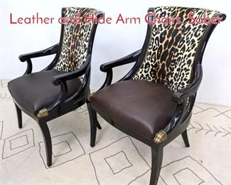 Lot 1097 Pair MAITLAND SMITH Leather and Hide Arm Chairs. Saber 