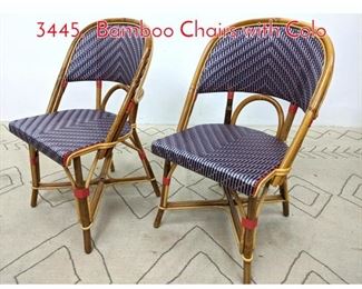 Lot 1112 Pair MAILLOT Side Chairs 3445. Bamboo Chairs with Colo