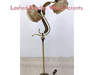 Lot 1113 50s Modern Floor Lamp with Lashed Shades. Wood Accents.