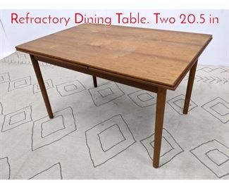 Lot 1116 Danish Modern Teak Refractory Dining Table. Two 20.5 in