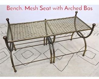 Lot 1123 Gold Tone Metal Double Bench. Mesh Seat with Arched Bas