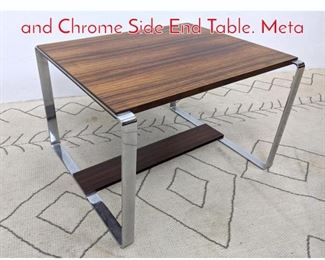 Lot 1125 NORWAY Modern Rosewood and Chrome Side End Table. Meta