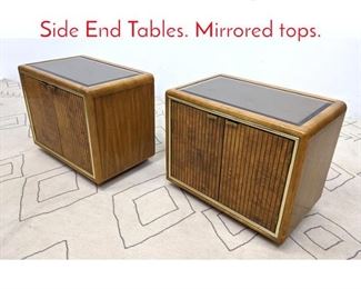 Lot 1126 Pair Mid Century Modern Side End Tables. Mirrored tops.