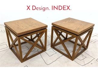 Lot 1129 Pair DREXEL Side Tables with X Design. INDEX. 