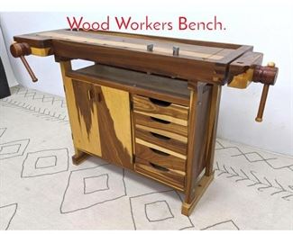 Lot 1130 Exotic Wood Work Bench. Wood Workers Bench.