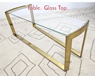 Lot 1135 Brass Finish Console Sofa Hall Table. Glass Top.