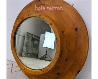 Lot 1156 Deep Frame Pine Mirror. Port hole mirror.