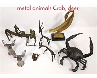 Lot 1443 Shelf Lot 8 pc Collection of metal animals Crab, deer,