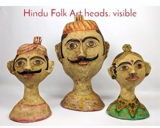 Lot 1446 Shelf Lot 3 composition Hindu Folk Art heads. visible 