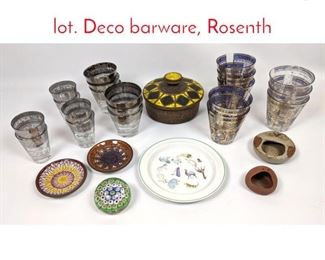 Lot 1451 Shelf Lot Glass and Pottery lot. Deco barware, Rosenth