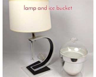 Lot 1460 Black and white acrylic lucite lamp and ice bucket