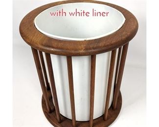 Lot 1470 Modern walnut waste basket with white liner