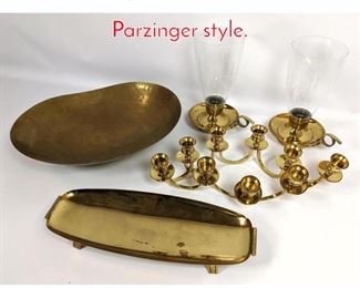 Lot 1479 5pc lot Brass tableware. Parzinger style.