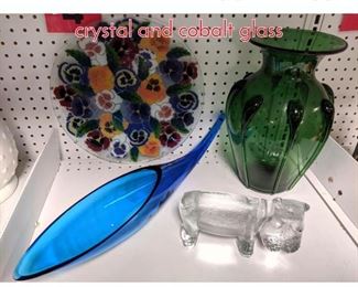 Lot 1501 Shelf lot Pansy plate, Hippo crystal and cobalt glass