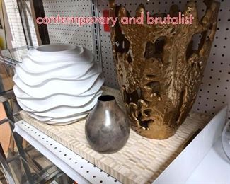 Lot 1506 Shelf lot Tray and vases contemporary and brutalist