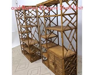 Lot 1163 2pcs McGuire Style Bamboo and Rattan Etagere Shelf Unit