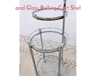 Lot 1179 Decorator Multi Tier Chrome and Glass Rolling Cart Shel