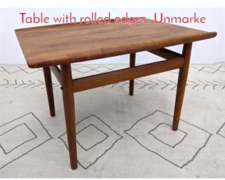 Lot 1192 Danish Modern Side End Table with rolled edges. Unmarke