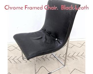 Lot 1194 Milo Baughman Armless Chrome Framed Chair. Black Leath