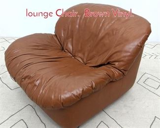 Lot 1201 Mid Century Modern Slouch lounge Chair. Brown Vinyl.
