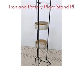 Lot 1204 Mid Century Modern Tall Iron and Pottery Plant Stand Pl