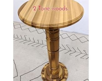 Lot 1205 Turned Wood Pedestal Table. 2 Tone woods.