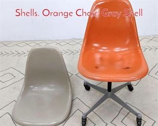 Lot 1212 2 Eames HERMAN MILLER Shells. Orange Chair. Gray Shell 