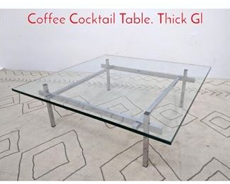 Lot 1229 70s Modern Chrome Glass Coffee Cocktail Table. Thick Gl