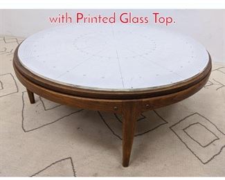 Lot 1232 LANE Coffee Cocktail Table with Printed Glass Top.