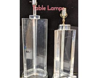 Lot 1237 2pcs 70s Modern Lucite Table Lamps.