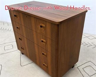 Lot 1250 Danish Modern Teak 4 Drawer Dresser with Wood Handles.