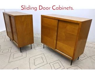 Lot 1256 Pair Mid Century Modern Sliding Door Cabinets. 