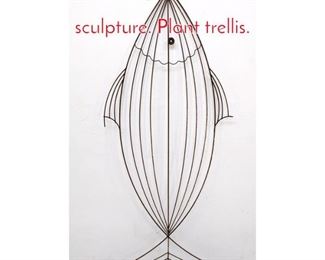 Lot 1260 Large Wire FISH wall sculpture. Plant trellis. 