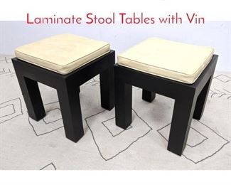 Lot 1267 Pair Mid Century Modern Laminate Stool Tables with Vin