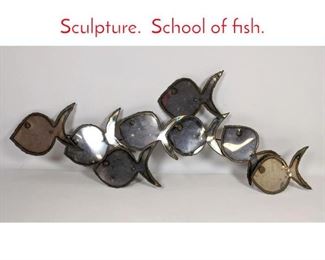 Lot 1273 Torch Cut Modernist Wall Sculpture. School of fish. 