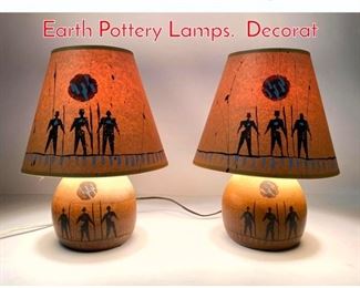 Lot 1275 Pair Michael Schlyer Flat Earth Pottery Lamps. Decorat