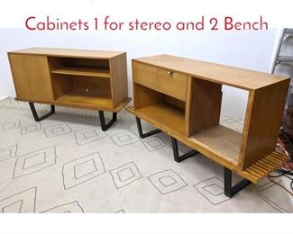 Lot 1283 4pc GEORGE NELSON 2 Cabinets 1 for stereo and 2 Bench 