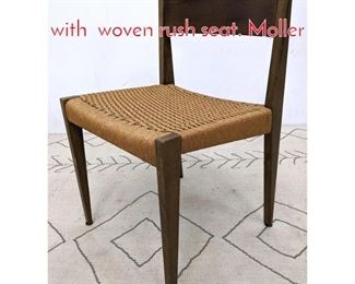 Lot 1289 Danish Modern Side chair with woven rush seat. Moller 