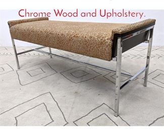 Lot 1305 Decorator Designer Bench. Chrome Wood and Upholstery.