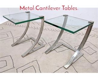 Lot 1315 Pair Contemporary Glass and Metal Cantilever Tables. 