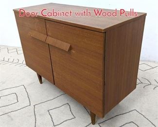 Lot 1339 Mid Century Modern Teak 2 Door Cabinet with Wood Pulls.