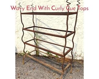 Lot 1350 Modernist Iron Shelf Frame Wavy End With Curly Cue Tops