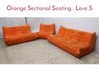 Lot 1358 3pc LIGNE ROSET Style Orange Sectional Seating. Love S