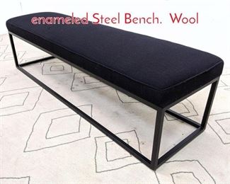 Lot 1374 Florence Knoll Style Black enameled Steel Bench. Wool