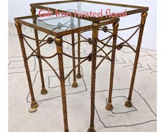 Lot 1379 Set 2 Nesting Tables. Italian Gilt Iron twisted floral 