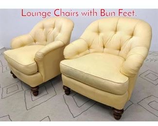 Lot 1386 Pair SHERRILL Tufted Back Lounge Chairs with Bun Feet.