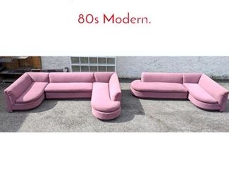 Lot 1389 5pcs Mauve Sectional Sofa 80s Modern.
