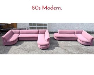 Lot 1389 5pcs Mauve Sectional Sofa 80s Modern. 