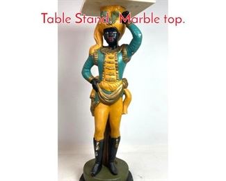 Lot 1414 Blackamoor Figural Side Table Stand. Marble top.