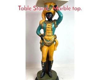 Lot 1414 Blackamoor Figural Side Table Stand. Marble top. 